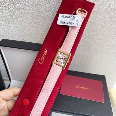 Cartier Tank Solo 316L Steel 24MM Imported Quartz Movement Gold Bezel Women Square Watch